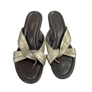 Cole Haan Women's Eden Gold Leather Wedge Sandals Size 6.5 B